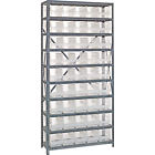 36inwx75inh 1275-202cl Quantum Steel Complete Shelving System Clear Bins 651588253137