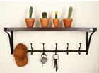 6-double 50466 Litton Lane Wall Storage Shelf Hook Pine Wood 0758647504664