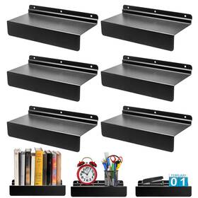 Acshio Ac-slatwallshelves-6p-b 6 Pack Slatwall Shelves 9ftftl X 4ftftw Metal Slat Wall Accessories Hea