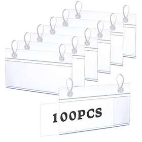 Aemygo 825665935722 100pcs Plastic Basket Label Holders 3.94 X 2.24 Price Sign Wire Shelf H
