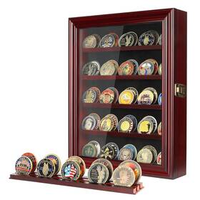Asmileindeep Mj-skxs1841 Military Challenge Coin Display Case Holder With Hd Mahogany