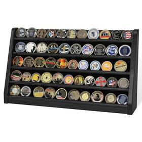 Asmileindeep Zsj0012 5 Rows Challenge Coin Holder Display Stand Holds 50 Coins Black