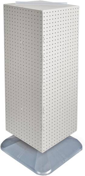 701435-wht Azar Displays Four-sided Pegboard Tower Floor Display On Revolving 701435-wht Azar Displays Four-sided Pegboard Tower Floor Display On Revolving