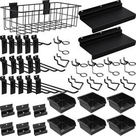 Bt421 Beaptcely 40 Pcs Slatwall Accessories Set - Includes Metal Wire Baskets Storage Bins
