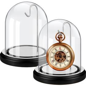 Beeveer Gre-beeveer-2292 2 Pcs Pocket Watch Glass Display With Hooks Dome 3 Inch X 4 Silver Hook