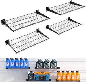 Bobiban 711181972344 4 Pcak Slatwall Shelves 24x16.5 Inch Heavy Duty Metal Slat Wall Wire Shelf For