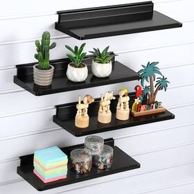 Rry-briwooody-2156 Briwooody 4 Pack Slatwall Shelves 14.5 X 5.9 In Plastic Black Panel Shelve Wall Mount H Rry-briwooody-2156 Briwooody 4 Pack Slatwall Shelves 14.5 X 5.9 In Plastic Black Panel Shelve Wall Mount H