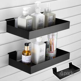 Briwooody Rry-briwooody-328 4 Pack Slatwall Shelves 15.7 X 7.9 Inch Metal Rectangular Shelf Org