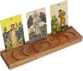 Ceiner 709345714350 Wooden Tarot Card Holder With Moon Phase Witchy Stand For Oracle Brown