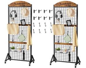 Choezon Tcj17p2bf Grid Wall Panel 5.7ft 23.6 Inch L X 15.7 W 68.9 H Rustic Brown And Black