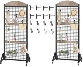 Choezon Tcj17p2bg 2 Packs Grid Wall Panel 5.7ft X 2ft 23.6 Inch L 15.7 W 68.9 H Greige And Black