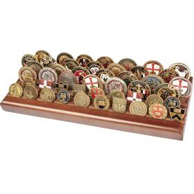 Cokritsm Qy242-us Military Challenge Coins Display Holder Solid Wood 6 Rows Dark Brown