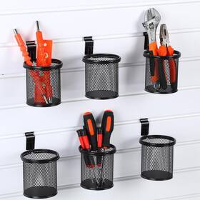 Colingmill Jyi-colingmill-4040 6 Set Slatwall Cups Hook Black Metal Organizer Basket Bin Pencil Mesh Holder