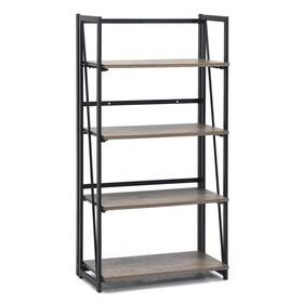 Qd-67175 Costway Bookcase 46 Inch H 4-tier Open-back Folding Bookshelf Engineered Wood Brown