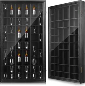 Kao-croblissful-355 Croblissful 2 Pcs Shot Glass Display Case 50 Slots Wood Glasses Holder 32.5 X Black
