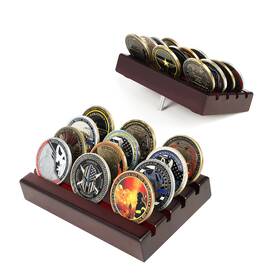 Decowoodo Xjg1 Challenge Coin Holder Display Case 4 Row Solid Wood Mahogany