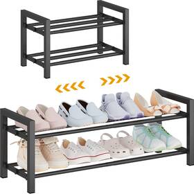 Detsuk Sr-2tier 2-tier Expandable Shoe Rack 17.5 Inch -30.7 Adjustable 2 Tiers Black