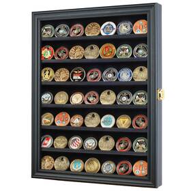 Displaygifts 042666605434 Military Challenge Coin Display Case Poker Chip Stand Rack Black
