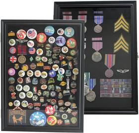 Mpc01 Displaygifts Large 19 Inch X 14 Pin Display Case Medal Shadow Box With 98% Uv Black Finish