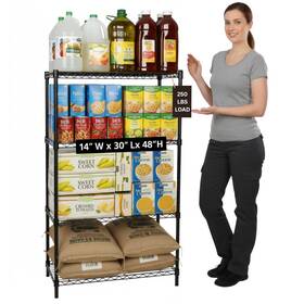 Displays By Jack L1430-4-48b 4 Tier Wire Shelving Unit - 14 Inch W X 30 L Black