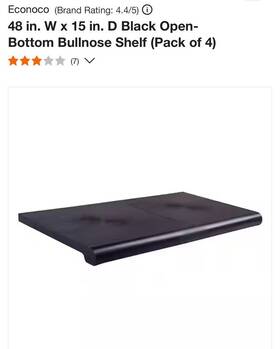 Da448 Econoco Da448/b 48 Inch W X 15 D Black Open-bottom Bullnose Shelf Pack Of 4 Da448 Econoco Da448/b 48 Inch W X 15 D Black Open-bottom Bullnose Shelf Pack Of 4