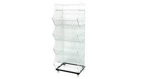 5659858 Elite Kitchen Supply 20 Inch Retail Display 5 Tier Wire Grid Shelf Merchandise Rack Stand With Wheels