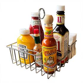 19695-chrome Fixturedisplays 7.9x7.9x8.1 Inch Square Wire Condiment Caddy Sign Clip Restaurant Holder Organizer 19695-chrome Fixturedisplays 7.9x7.9x8.1 Inch Square Wire Condiment Caddy Sign Clip Restaurant Holder Organizer
