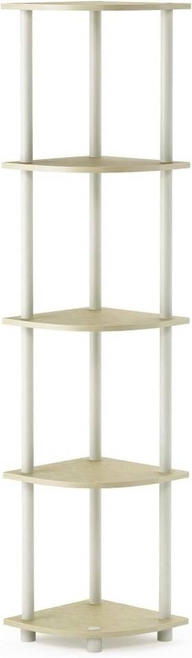 99811crm Furinno Turn-n-tube 5 Tier Corner 5-tier Round Tube Cream Faux Marble/white 99811crm Furinno Turn-n-tube 5 Tier Corner 5-tier Round Tube Cream Faux Marble/white