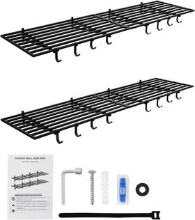 Garvee 629831932719 2pack Garage Wall Shelves 2x4ft Mount Storage Shelf With Hooks Warehouse