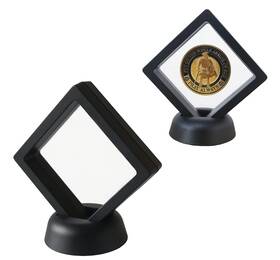 Hillspring 738635735027 Set Of 2 Challenge Coins Display Stand 3d Floating Clear Case Black