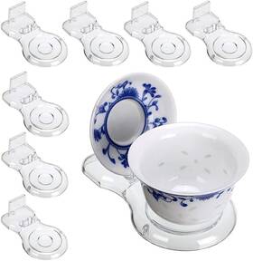 Hpwsn00166 Hipiwe Acrylic Tea Cup Saucer Display Stands Clear Dinnerware 8pcs Short Legs