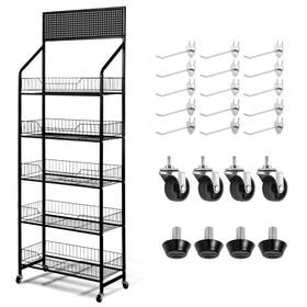 6598 Hitoptools Retail Display Shelves With Wheels Supermarket Snack Organizer For Candies