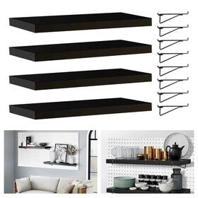 Hjw 695510596428 Pegboard Shelf Black 4 Pack Wooden Shelves With 4-black