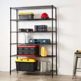 A35b-10 Hyper Tough 6 Tier Wire Shelf Unit 18 Inch X47.7 X72 Black Capacity 2100 Lbs A35b-10 Hyper Tough 6 Tier Wire Shelf Unit 18 Inch X47.7 X72 Black Capacity 2100 Lbs