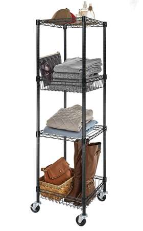 B25b-2 Hyper Tough 4 Tier Tower Wire Shelf Unit Black Capacity 500 Lbs B25b-2 Hyper Tough 4 Tier Tower Wire Shelf Unit Black Capacity 500 Lbs
