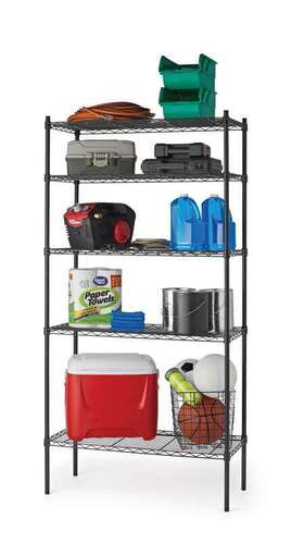 B35b-2 Hyper Tough 5 Tier Wire Shelf Unit Black 1750 Lb Capacity Adult B35b-2 Hyper Tough 5 Tier Wire Shelf Unit Black 1750 Lb Capacity Adult