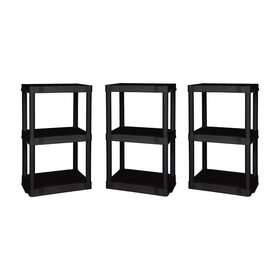 Hyper Tough Ht-blk-3sh3pk 20.07 Inch W X 12 D 32 H 3-shelf Plastic Garage Shelves Black 3 Count