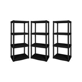 Hyper Tough Ht-blk-4sh223pk 14 Inch D X22 W X48 H4 Shelf Plastic Garage Shelves Black 3 Count Adult Hyper Tough Ht-blk-4sh223pk 14 Inch D X22 W X48 H4 Shelf Plastic Garage Shelves Black 3 Count Adult