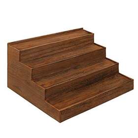 Wd404-br-1 Ikee Design 4-tier Wood Stair Shelves Step Display Risers Wooden Counter-top Tier Ri
