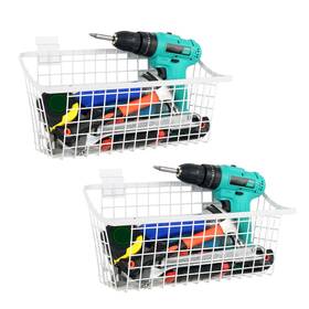 Basket-04 Invech 2pcs White Slatwall Baskets Ventilated Metal Slat Wall And Bins Mou Basket-04 Invech 2pcs White Slatwall Baskets Ventilated Metal Slat Wall And Bins Mou