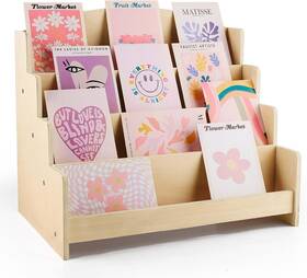 Kesiya 762765572160 4-tier Wooden Greeting Card Display Stand Sticker Organizer Rack Burlywood Kesiya 762765572160 4-tier Wooden Greeting Card Display Stand Sticker Organizer Rack Burlywood