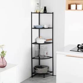 Kimzda 767884994947 5-tier Corner Shelf Stand Metal Wire 12.99d X 12.99w 53.15h In Black
