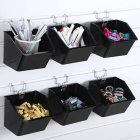 Layhit-shelves-aumd183818 Layhit 6 Set Slatwall Bins Plastic With Metal Hooks Mount Hanging