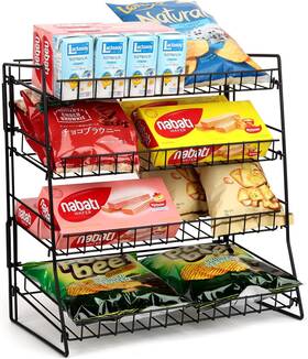 Tjz-01 Liaakrr Retail Display Rack Metal Stand Wire Snack Candy Fruit Cart With Wheels