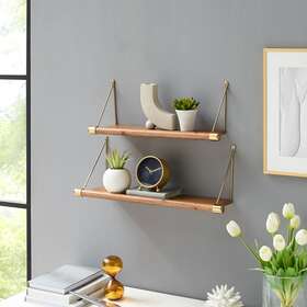 Wl276gld01as Linon Bartell Wall Shelf Set Of 2 Brown Finish Wl276gld01as Linon Bartell Wall Shelf Set Of 2 Brown Finish