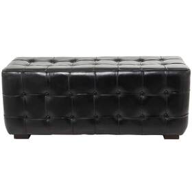 041613 Litton Lane 19 Inch X 48 Bench Backless Tufted Upholstered Leather Black