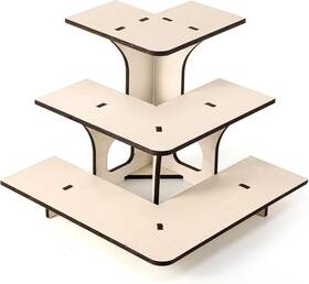 Qe-maitys-6754 Maitys 3 Tier Retail Table Display Corner Stand With Shelves For Products Wood