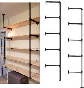 Mdjwjj Mdg004 Industrial Wall Mount Iron Pipe Shelf Shelves Shelving Bracket Black Vintage