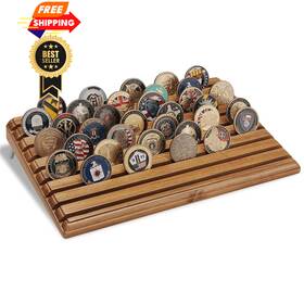 Mocas Mcd031 Challenge Coin Display Holder Acacia Wood Stand Large