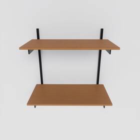 Alumwal-1224-bw-a Modern Shelving 24in Wall Bookshelf Black Powder Coated Aluminum Shelf System With Wood Gra Alumwal-1224-bw-a Modern Shelving 24in Wall Bookshelf Black Powder Coated Aluminum Shelf System With Wood Gra